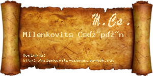 Milenkovits Csépán névjegykártya